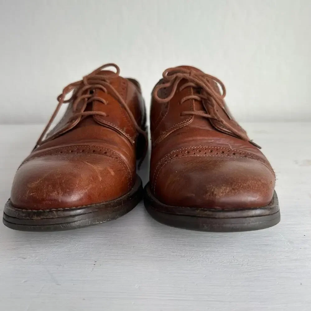 Cole Haan Cap Toe Oxford Shoes Men's 8.5  Balmoral Brown‎ Leather MADE IN ITALY